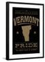 Vermont State Pride - Gold on Black-Lantern Press-Framed Art Print