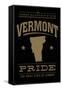 Vermont State Pride - Gold on Black-Lantern Press-Framed Stretched Canvas