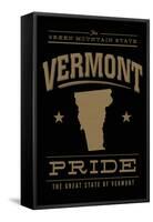 Vermont State Pride - Gold on Black-Lantern Press-Framed Stretched Canvas