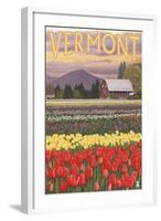 Vermont - Tulip Fields-Lantern Press-Framed Art Print