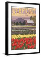 Vermont - Tulip Fields-Lantern Press-Framed Art Print