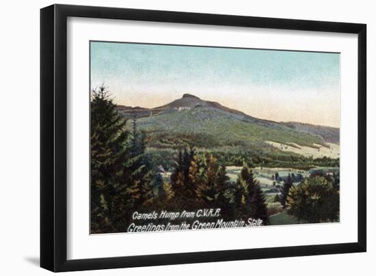 Vermont, View of Camels Hump from Central Vermont Railroad-Lantern Press-Framed Art Print