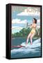 Vermont - Water Skier and Lake-Lantern Press-Framed Stretched Canvas