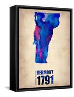 Vermont Watercolor Map-NaxArt-Framed Stretched Canvas