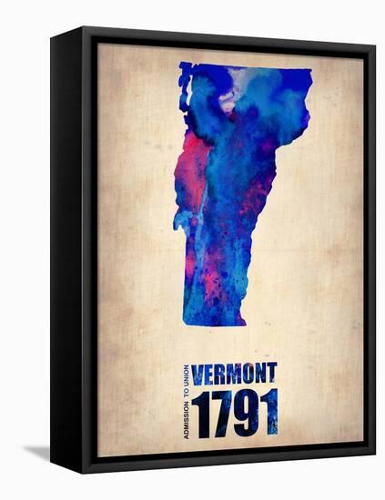 Vermont Watercolor Map-NaxArt-Framed Stretched Canvas