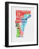 Vermont Watercolor Word Cloud-NaxArt-Framed Art Print