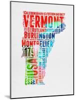 Vermont Watercolor Word Cloud-NaxArt-Mounted Art Print