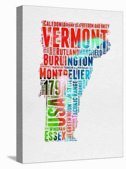 Vermont Watercolor Word Cloud-NaxArt-Stretched Canvas