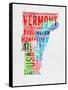 Vermont Watercolor Word Cloud-NaxArt-Framed Stretched Canvas