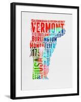 Vermont Watercolor Word Cloud-NaxArt-Framed Art Print