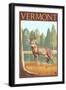 Vermont - White-Tailed Deer-Lantern Press-Framed Art Print