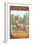 Vermont - White-Tailed Deer-Lantern Press-Framed Art Print