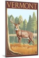 Vermont - White-Tailed Deer-Lantern Press-Mounted Art Print