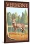 Vermont - White-Tailed Deer-Lantern Press-Framed Art Print