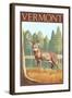 Vermont - White-Tailed Deer-Lantern Press-Framed Art Print