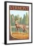 Vermont - White-Tailed Deer-Lantern Press-Framed Art Print