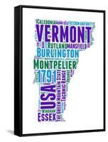 Vermont Word Cloud Map-NaxArt-Framed Stretched Canvas