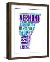 Vermont Word Cloud Map-NaxArt-Framed Art Print