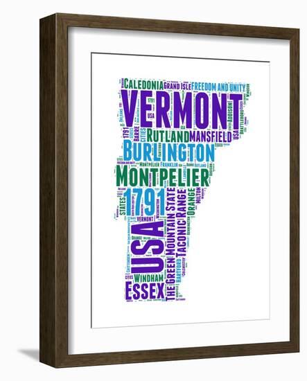 Vermont Word Cloud Map-NaxArt-Framed Art Print