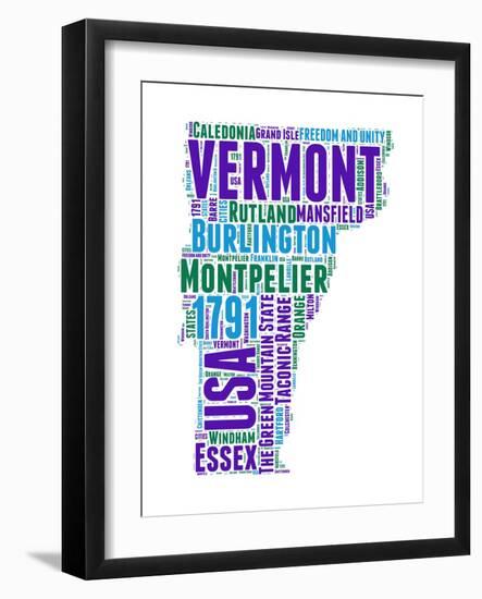 Vermont Word Cloud Map-NaxArt-Framed Art Print