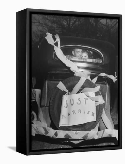 Vern Tobias and His Wife Eleanor, Leaving Home After Their Wedding-Sam Shere-Framed Stretched Canvas