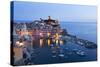 Vernazza at Dusk, Cinque Terre, UNESCO World Heritage Site, Liguria, Italy, Mediterranean, Europe-Mark Sunderland-Stretched Canvas