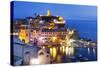 Vernazza at Dusk, Cinque Terre, UNESCO World Heritage Site, Liguria, Italy, Mediterranean, Europe-Mark Sunderland-Stretched Canvas