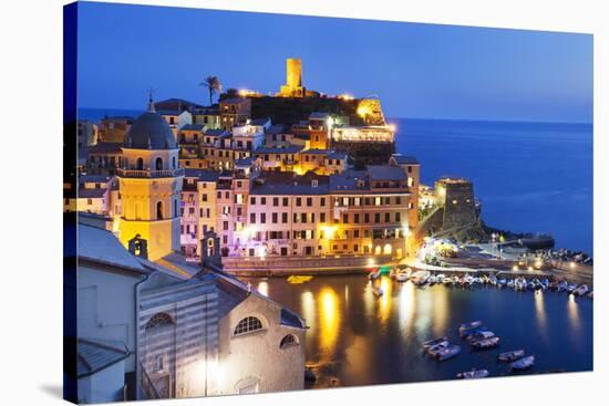 Vernazza at Dusk, Cinque Terre, UNESCO World Heritage Site, Liguria, Italy, Mediterranean, Europe-Mark Sunderland-Stretched Canvas