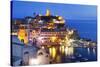 Vernazza at Dusk, Cinque Terre, UNESCO World Heritage Site, Liguria, Italy, Mediterranean, Europe-Mark Sunderland-Stretched Canvas