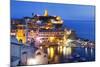 Vernazza at Dusk, Cinque Terre, UNESCO World Heritage Site, Liguria, Italy, Mediterranean, Europe-Mark Sunderland-Mounted Photographic Print