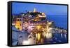 Vernazza at Dusk, Cinque Terre, UNESCO World Heritage Site, Liguria, Italy, Mediterranean, Europe-Mark Sunderland-Framed Stretched Canvas