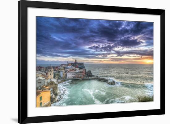 Vernazza Fishing Village Sunset-null-Framed Art Print