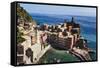 Vernazza Harbor from Above, Cinque Terre, Italy-George Oze-Framed Stretched Canvas