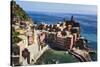 Vernazza Harbor from Above, Cinque Terre, Italy-George Oze-Stretched Canvas