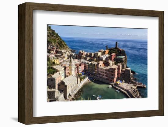 Vernazza Harbor from Above, Cinque Terre, Italy-George Oze-Framed Photographic Print