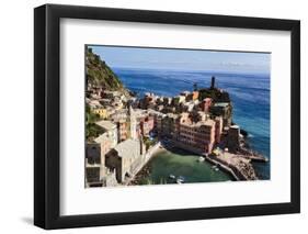 Vernazza Harbor from Above, Cinque Terre, Italy-George Oze-Framed Photographic Print