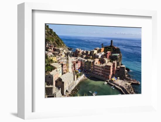 Vernazza Harbor from Above, Cinque Terre, Italy-George Oze-Framed Photographic Print