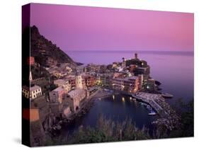 Vernazza Harbour at Dusk, Vernazza, Cinque Terre, UNESCO World Heritage Site, Liguria, Italy-Patrick Dieudonne-Stretched Canvas