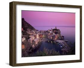 Vernazza Harbour at Dusk, Vernazza, Cinque Terre, UNESCO World Heritage Site, Liguria, Italy-Patrick Dieudonne-Framed Photographic Print