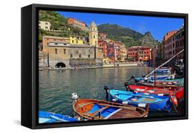 Vernazza, Italian Riviera, Cinque Terre, UNESCO World Heritage Site, Liguria, Italy, Europe-Hans-Peter Merten-Framed Stretched Canvas