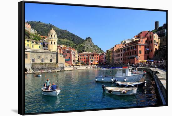 Vernazza, Italian Riviera, Cinque Terre, UNESCO World Heritage Site, Liguria, Italy, Europe-Hans-Peter Merten-Framed Stretched Canvas