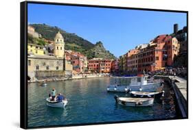 Vernazza, Italian Riviera, Cinque Terre, UNESCO World Heritage Site, Liguria, Italy, Europe-Hans-Peter Merten-Framed Stretched Canvas