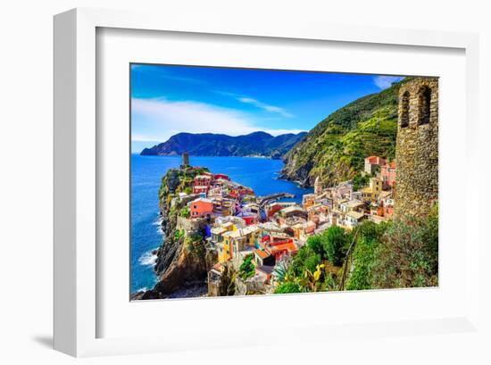 Vernazza Town Cinque Terre Italy-null-Framed Art Print