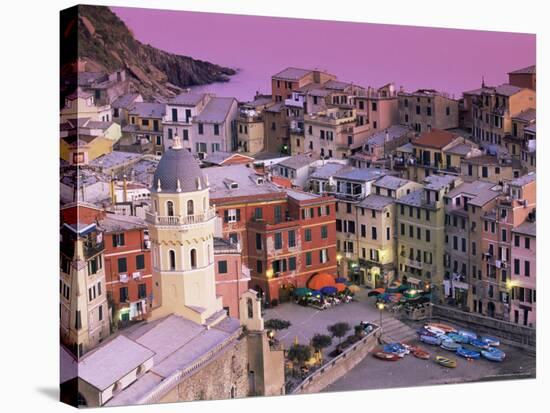 Vernazza Village and Harbour at Dusk, Cinque Terre, Unesco World Heritage Site, Liguria, Italy-Patrick Dieudonne-Stretched Canvas