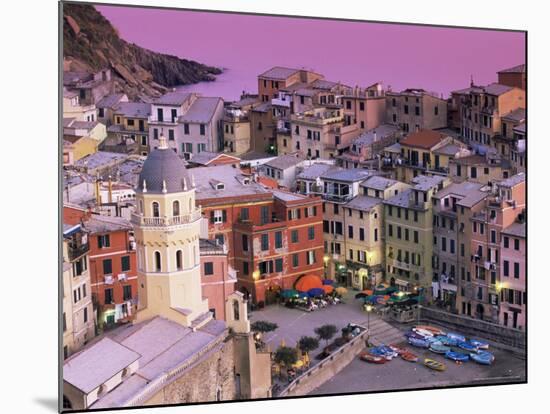 Vernazza Village and Harbour at Dusk, Cinque Terre, Unesco World Heritage Site, Liguria, Italy-Patrick Dieudonne-Mounted Photographic Print