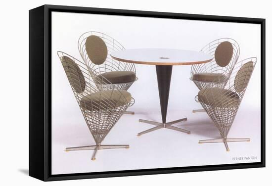 Verner Panton Chairs and Table-null-Framed Stretched Canvas