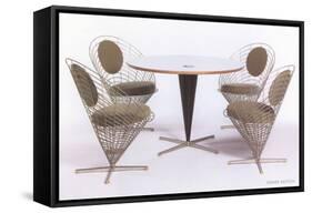 Verner Panton Chairs and Table-null-Framed Stretched Canvas