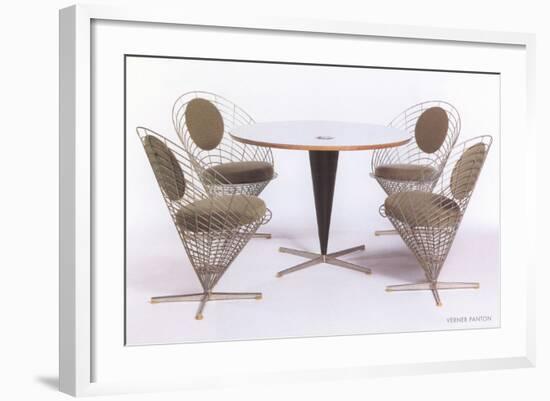 Verner Panton Chairs and Table-null-Framed Art Print