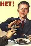 Soviet Union history print of a man refusing a drink, related to anti-alcohol propaganda.-Vernon Lewis Gallery-Art Print