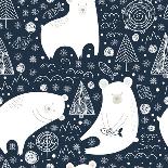 Great Seamless Pattern with Cute Polar Bears, Fishes and Trees at Night in Winter. Can Be Used for-veron_ice-Framed Stretched Canvas